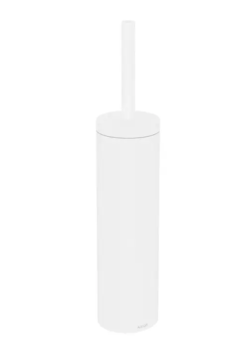 Toilettenbürstenhalter in Weiß mit rundem Design und einem integrierten Stab, montiert auf einem Untergrund, mit der Marke AXOR sichtbar.